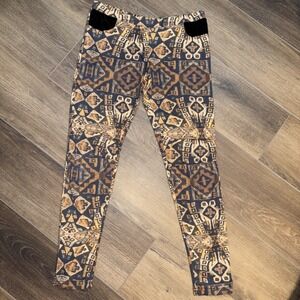 Desigual Leggings Women Size 32 Small Brown Tribal Aztec Print